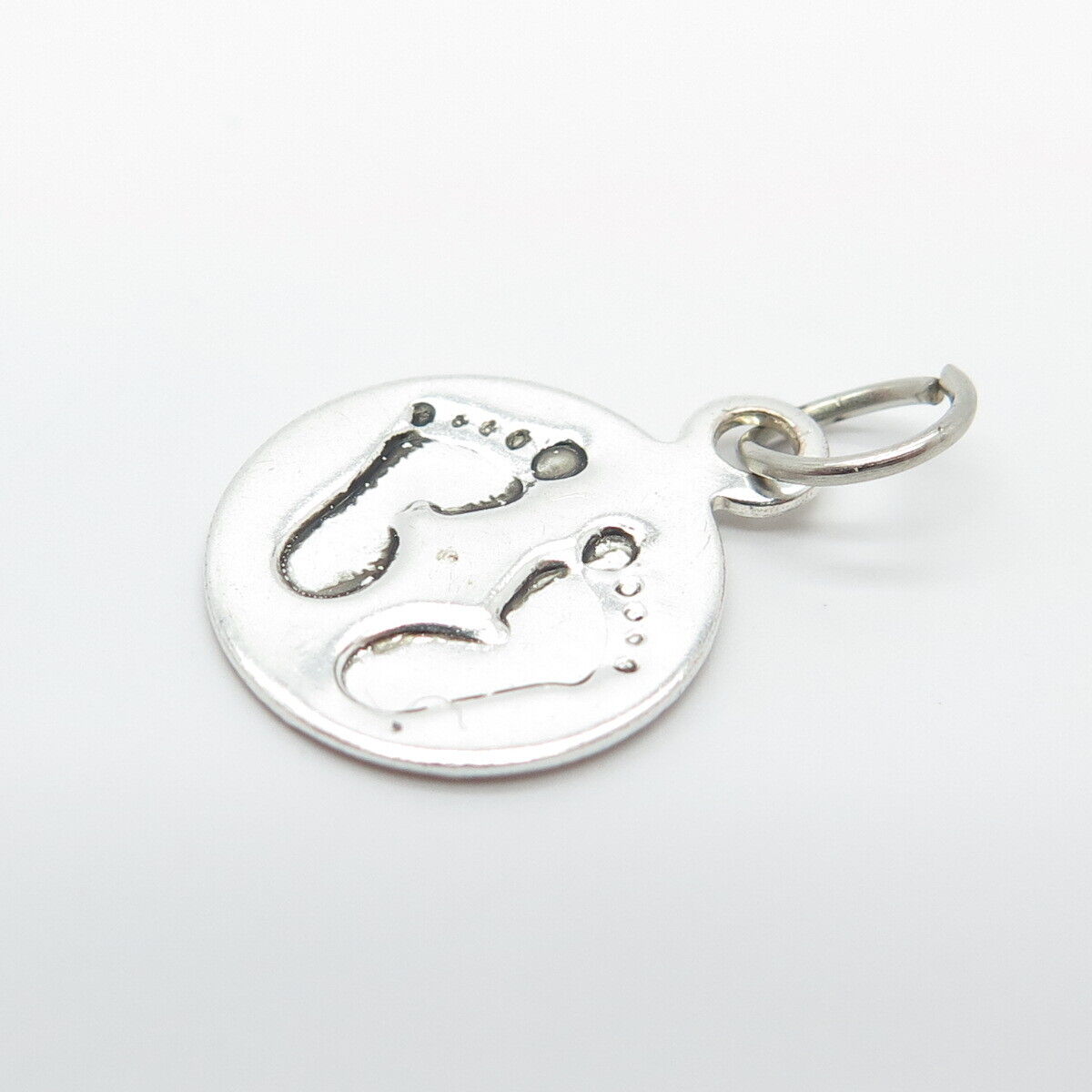 925 Sterling Silver Vintage Footprint Minimalist Pendant