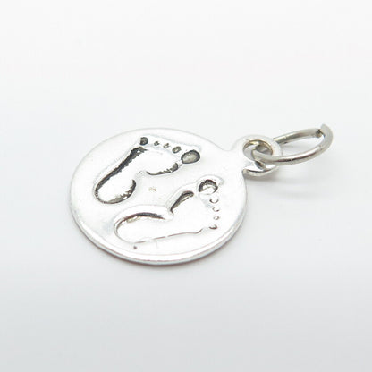 925 Sterling Silver Vintage Footprint Minimalist Pendant