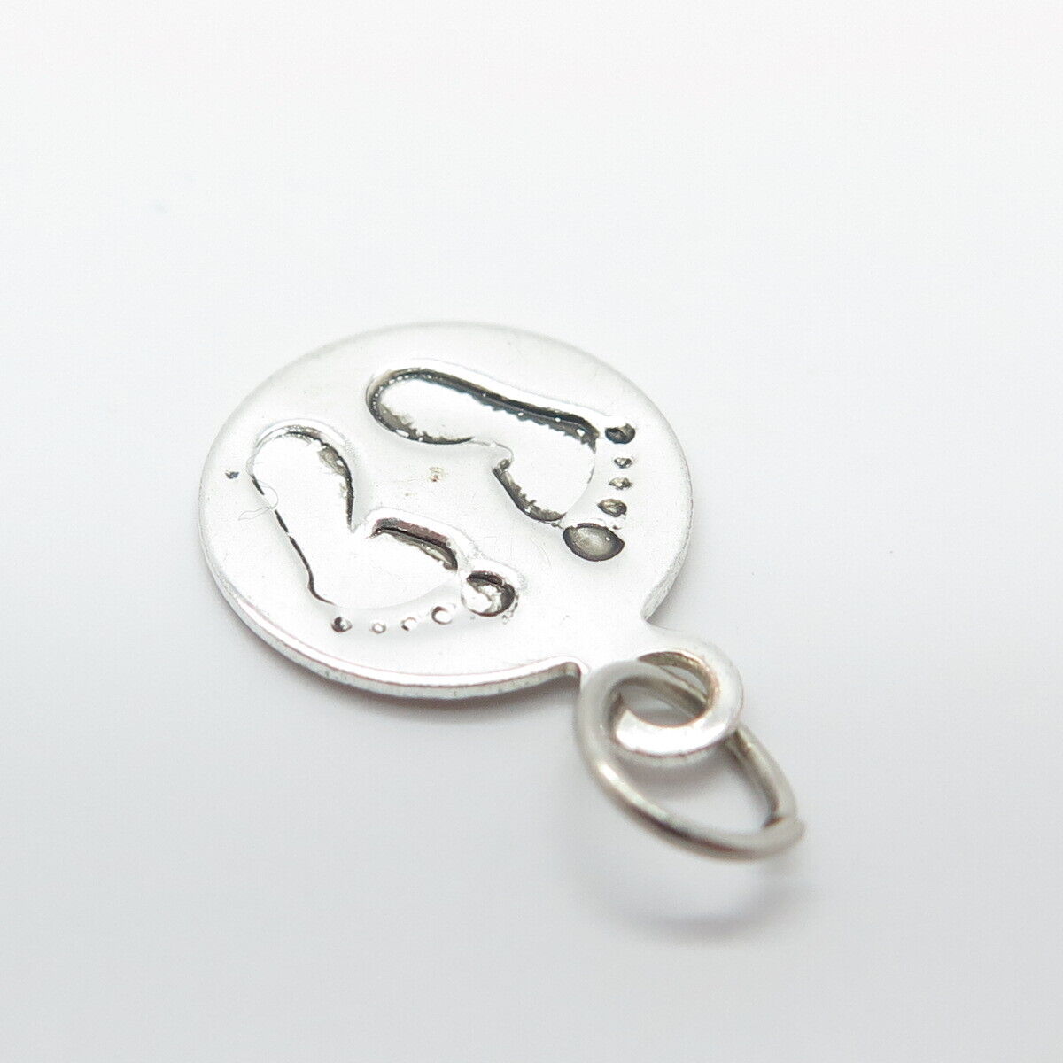 925 Sterling Silver Vintage Footprint Minimalist Pendant