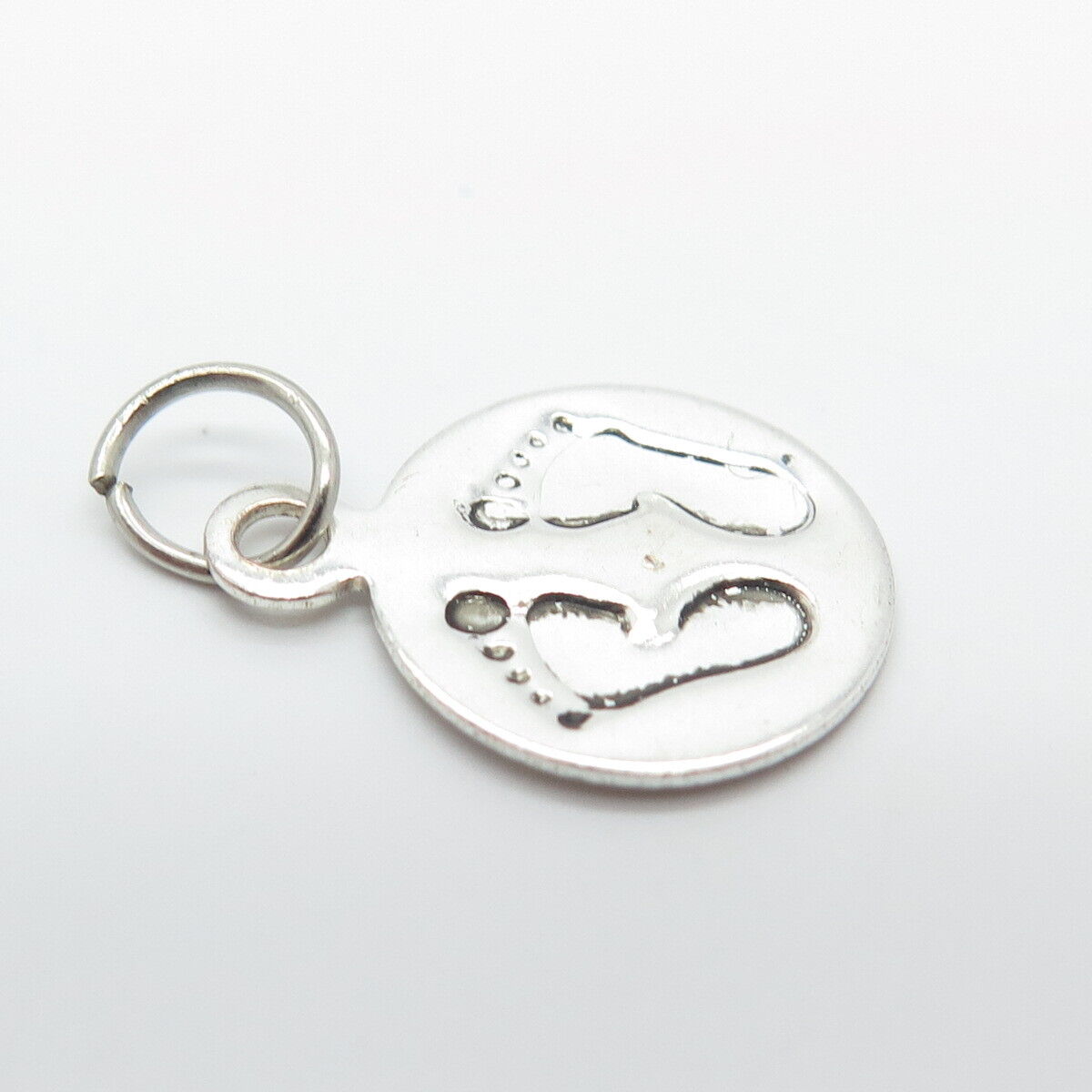 925 Sterling Silver Vintage Footprint Minimalist Pendant