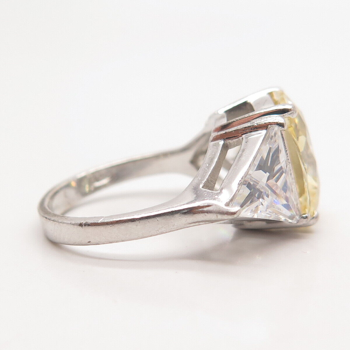 925 Sterling Silver White & Lemon C Z Ring Size 6.25