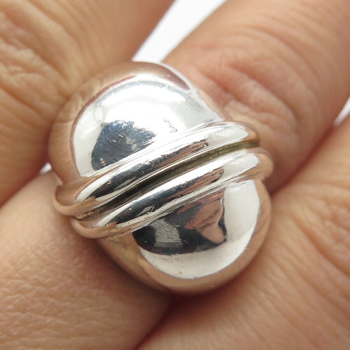 925 Sterling Silver Vintage Modernist Ring Size 6.5