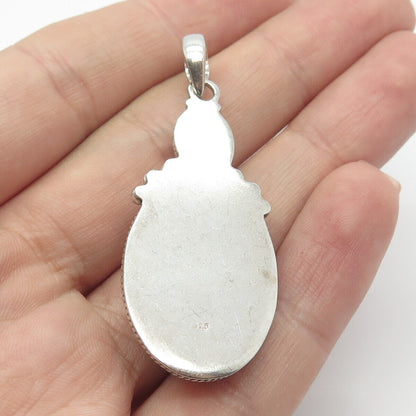 925 Sterling Silver Real Agate & Citrine Gemstone Pendant