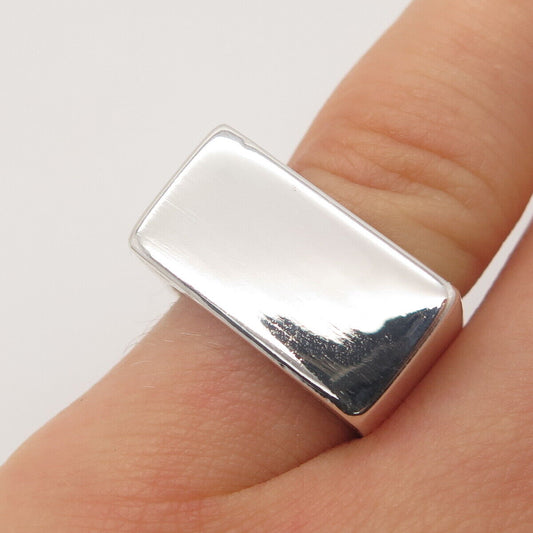 925 Sterling Silver Vintage Smooth Square Ring Size 5.75