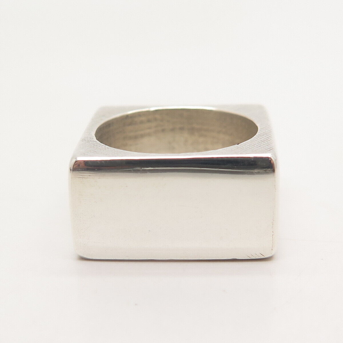 925 Sterling Silver Vintage Smooth Square Ring Size 5.75