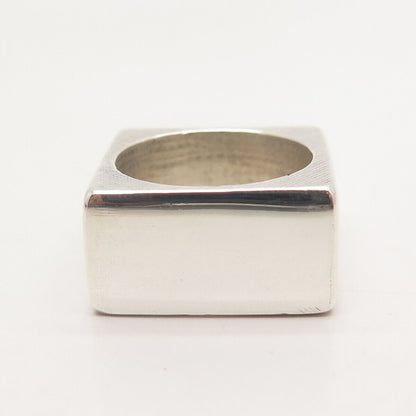 925 Sterling Silver Vintage Smooth Square Ring Size 5.75