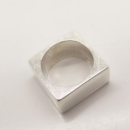 925 Sterling Silver Vintage Smooth Square Ring Size 5.75