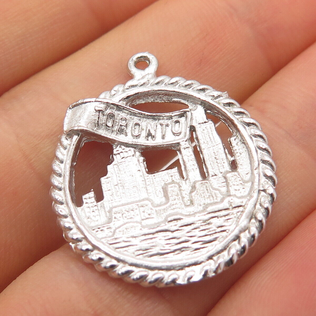 925 Sterling Silver Vintage "Toronto" City Charm Pendant