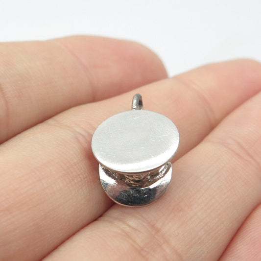 925 Sterling Silver Vintage Cap 3D Charm Pendant