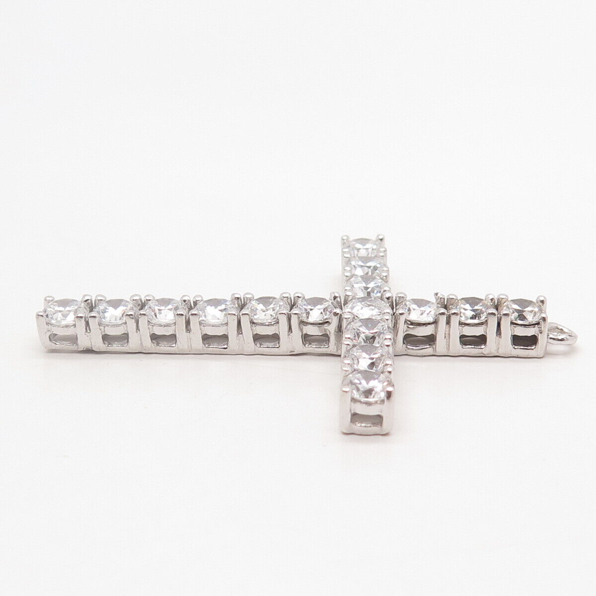 925 Sterling Silver Round-Cut C Z Cross Pendant