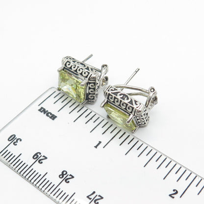 925 Sterling Silver Lemon C Z Swirl Omega Back Earrings