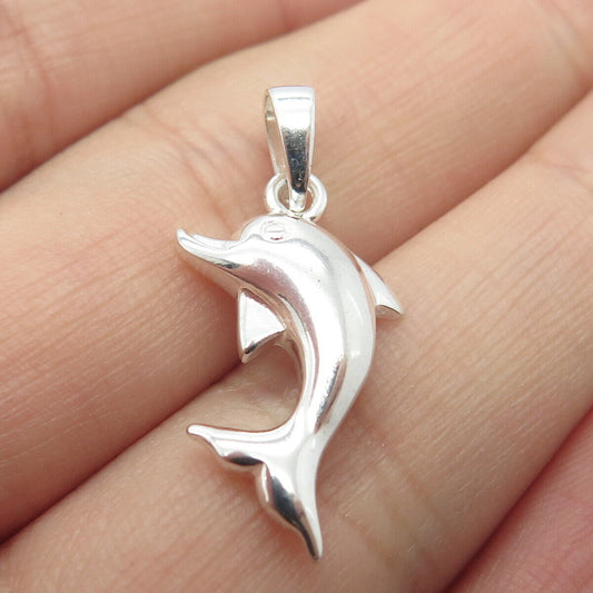 925 Sterling Silver Vintage Friendly Dolphin Charm Pendant