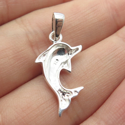 925 Sterling Silver Vintage Friendly Dolphin Charm Pendant