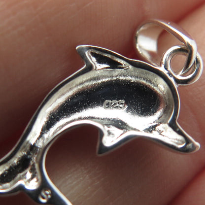 925 Sterling Silver Vintage Friendly Dolphin Charm Pendant