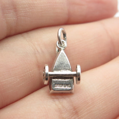 925 Sterling Silver Vintage Cart 3D Charm Pendant