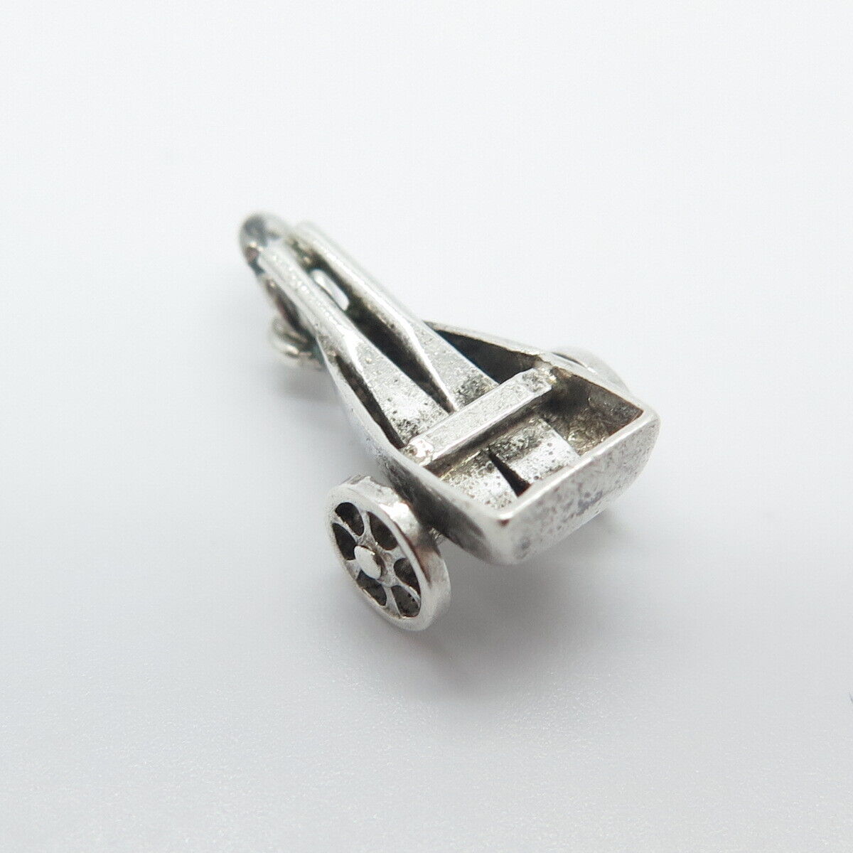 925 Sterling Silver Vintage Cart 3D Charm Pendant