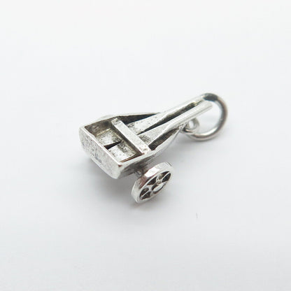 925 Sterling Silver Vintage Cart 3D Charm Pendant