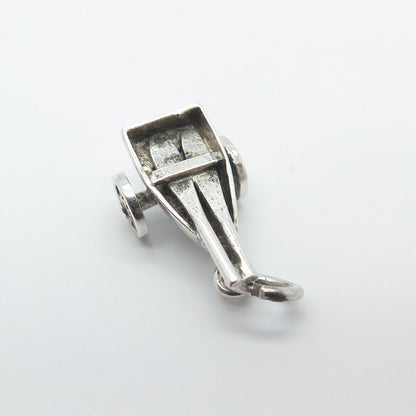 925 Sterling Silver Vintage Cart 3D Charm Pendant