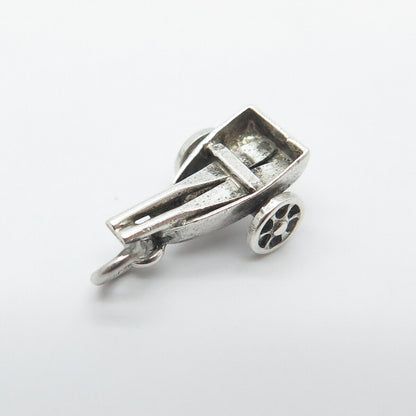 925 Sterling Silver Vintage Cart 3D Charm Pendant