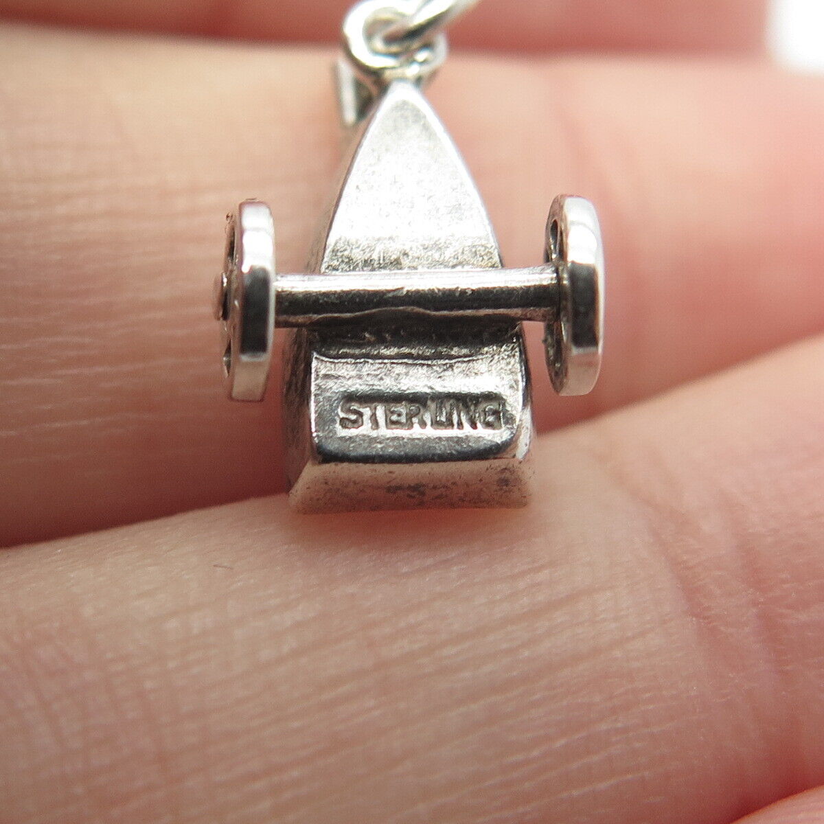 925 Sterling Silver Vintage Cart 3D Charm Pendant