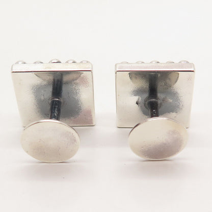 925 Sterling Silver Vintage Beaded Square Cufflinks