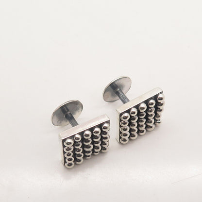 925 Sterling Silver Vintage Beaded Square Cufflinks