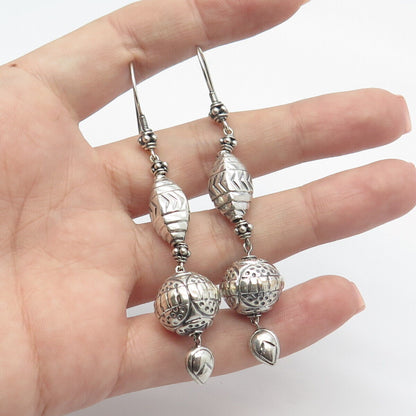 925 Sterling Silver Vintage Ethnic Dangling Hook Earrings