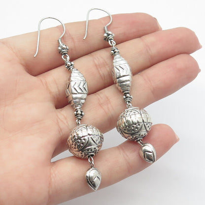 925 Sterling Silver Vintage Ethnic Dangling Hook Earrings