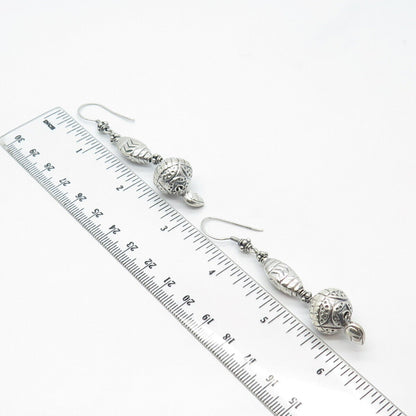 925 Sterling Silver Vintage Ethnic Dangling Hook Earrings