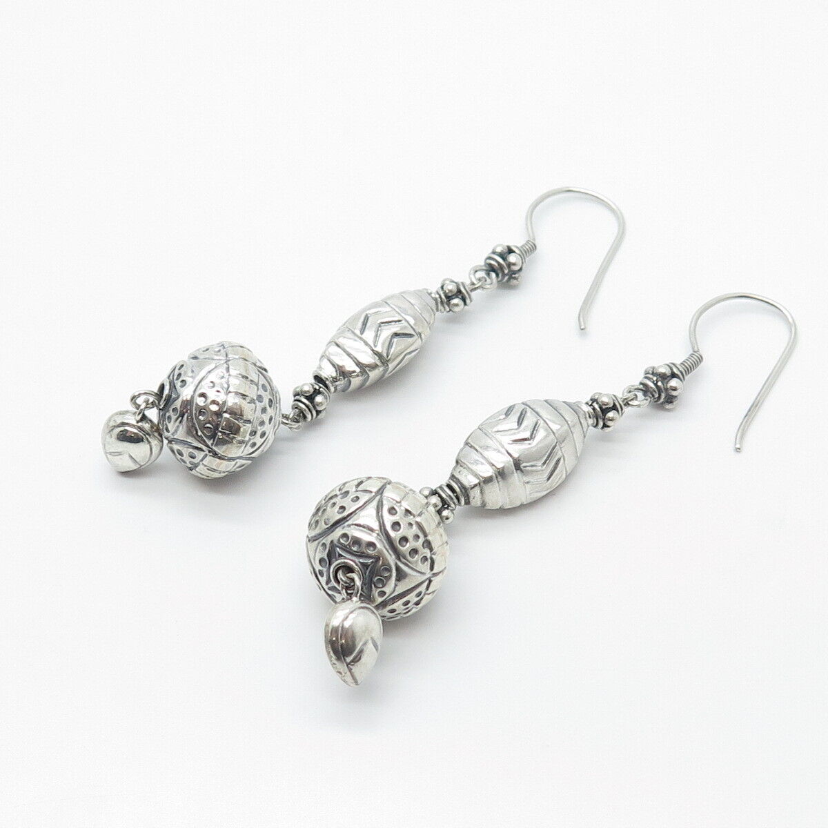 925 Sterling Silver Vintage Ethnic Dangling Hook Earrings