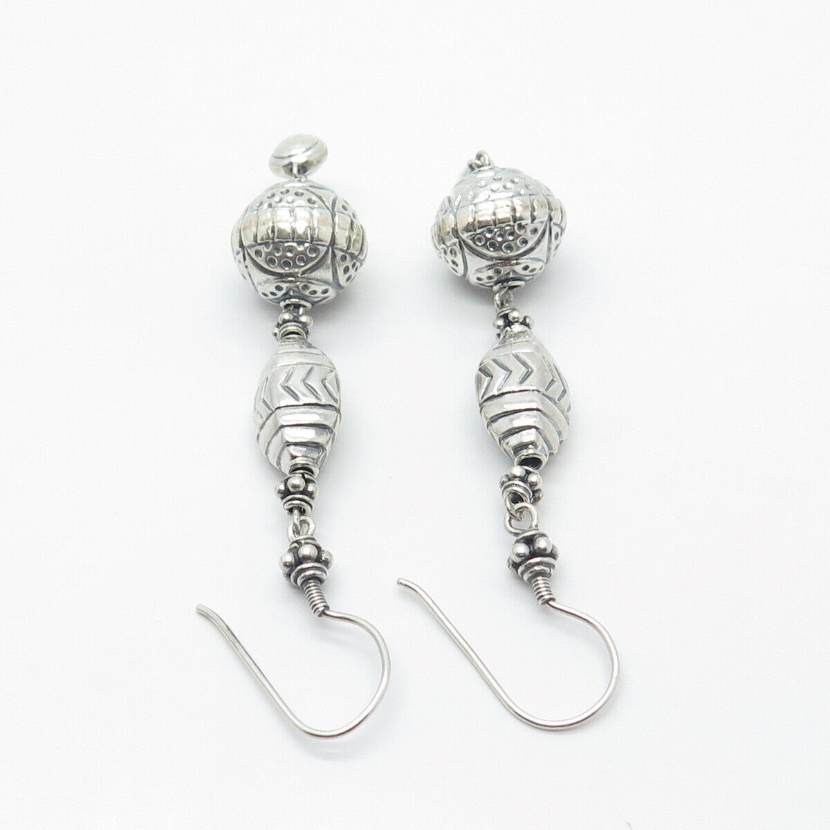 925 Sterling Silver Vintage Ethnic Dangling Hook Earrings