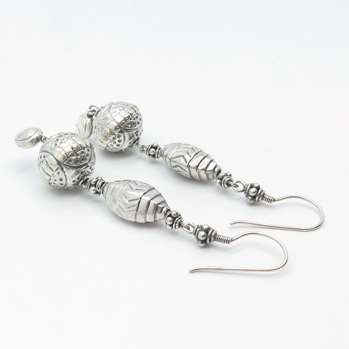 925 Sterling Silver Vintage Ethnic Dangling Hook Earrings