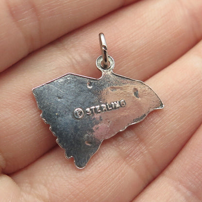 925 Sterling Silver Vintage "South Carolina" State Map Charm Pendant