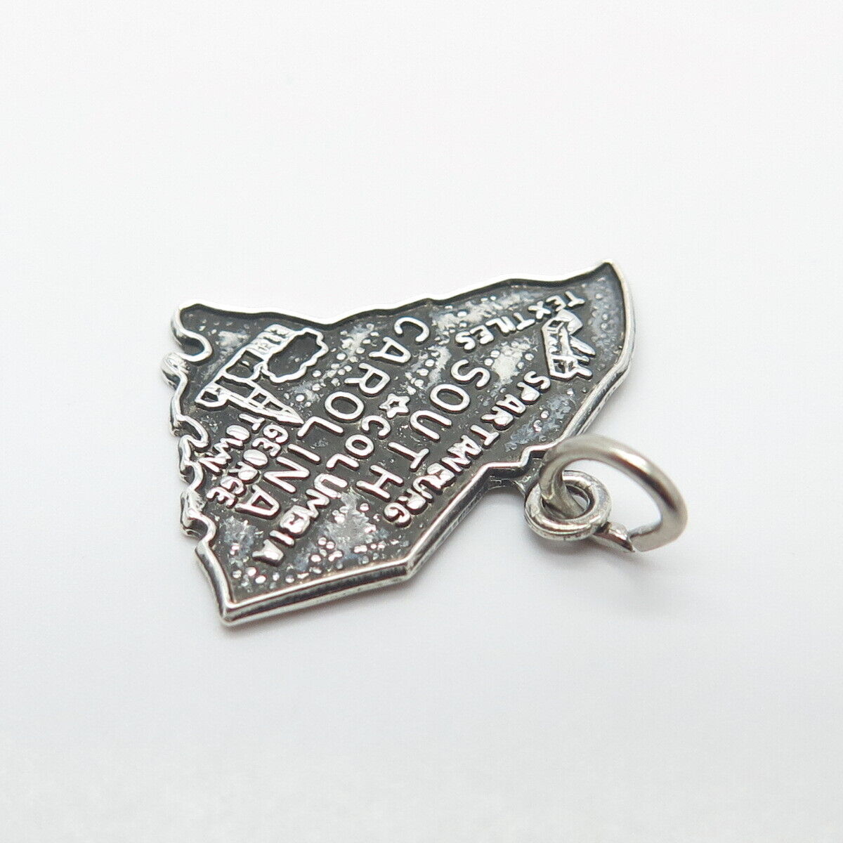 925 Sterling Silver Vintage "South Carolina" State Map Charm Pendant