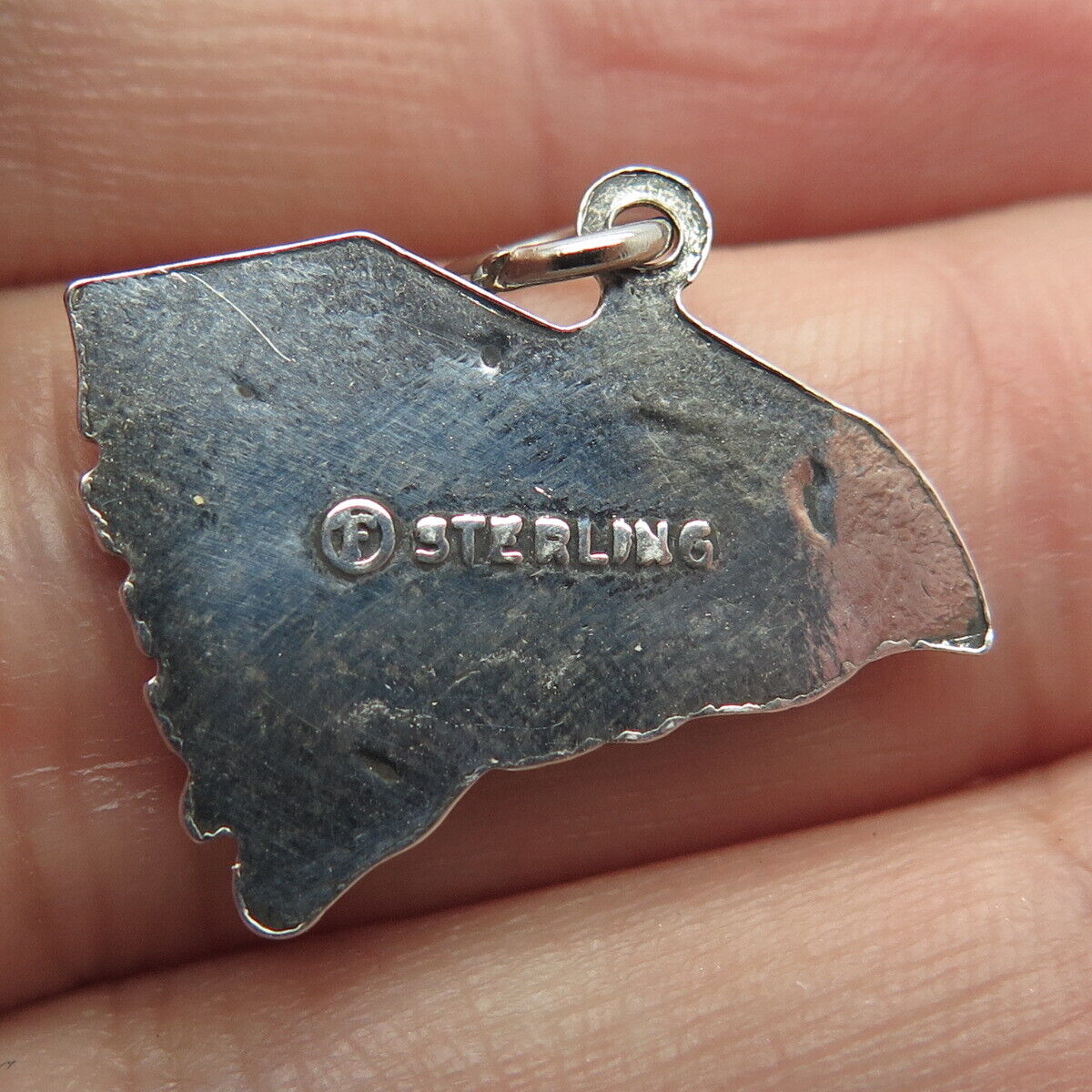 925 Sterling Silver Vintage "South Carolina" State Map Charm Pendant