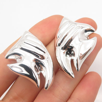 925 Sterling Silver Vintage Fish Clip On Earrings