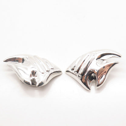 925 Sterling Silver Vintage Fish Clip On Earrings