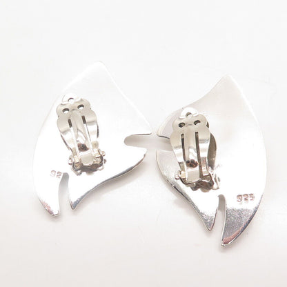 925 Sterling Silver Vintage Fish Clip On Earrings