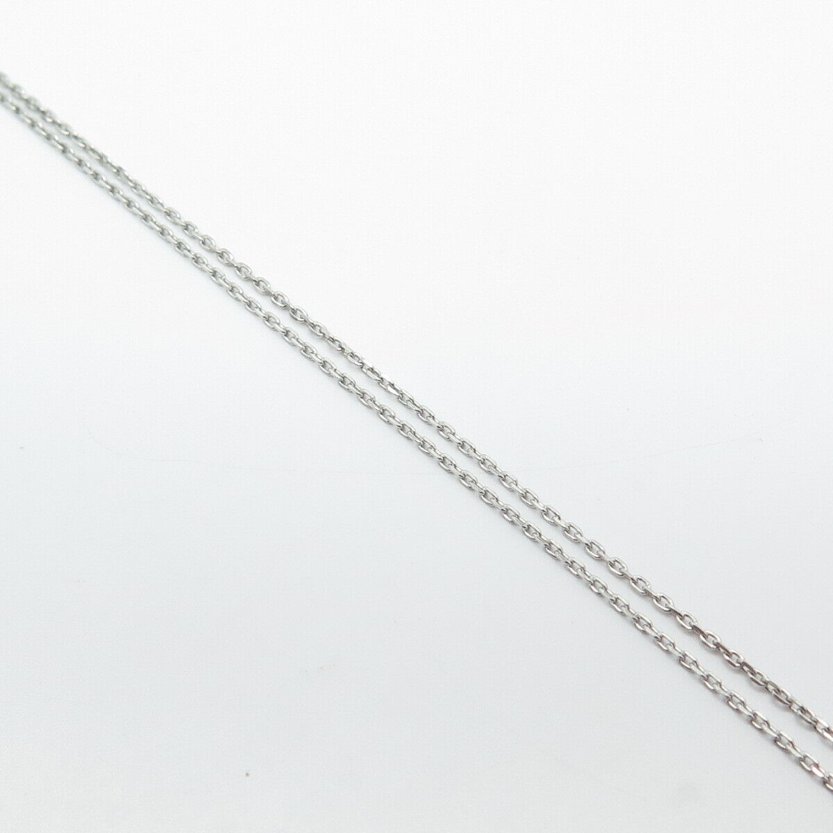 925 Sterling Silver Pave C Z Pendant Rolo Chain Necklace 14"