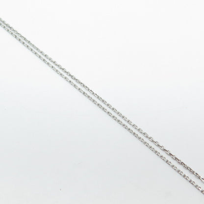 925 Sterling Silver Pave C Z Pendant Rolo Chain Necklace 14"