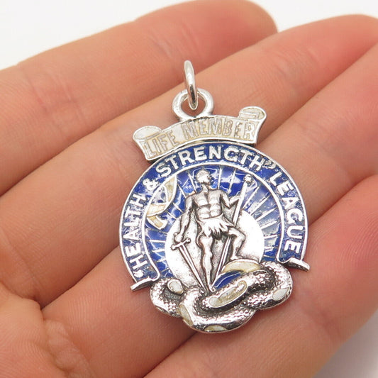 925 Sterling Silver Vintage London George Kenning & Son Enamel Charm Pendant