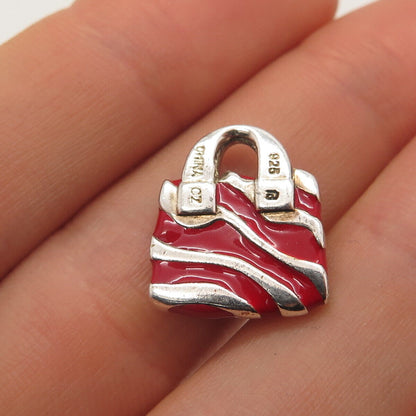 925 Sterling Silver Ross Simons C Z & Enamel Lady's Bag Charm Pendant