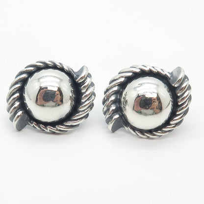 925 Sterling Silver Vintage Modernist Ribbed Earrings