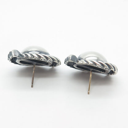 925 Sterling Silver Vintage Modernist Ribbed Earrings