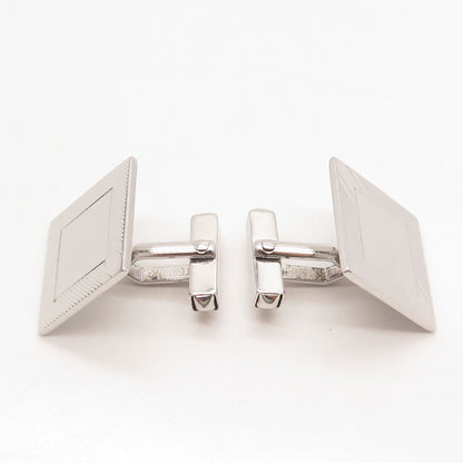 925 Sterling Silver Vintage Swank Striped Square Cufflinks