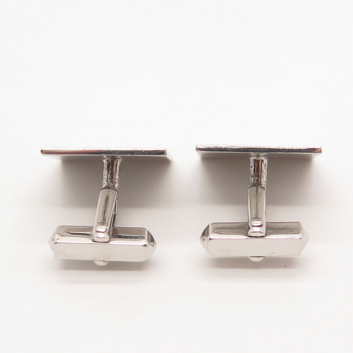 925 Sterling Silver Vintage Swank Striped Square Cufflinks