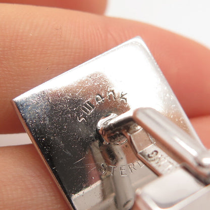 925 Sterling Silver Vintage Swank Striped Square Cufflinks