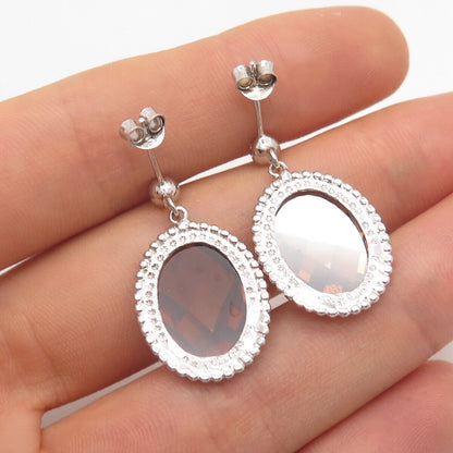 925 Sterling Silver Glass Oval Dangling Earrings