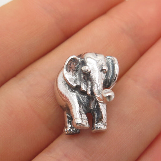 925 Sterling Silver Vintage Elephant for Good Luck Slide Pendant