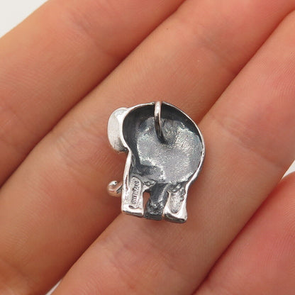 925 Sterling Silver Vintage Elephant for Good Luck Slide Pendant